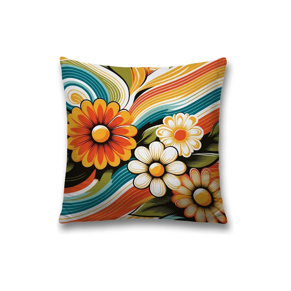 Изображение товара Декоративная наволочка на молнии JoyArty Раскраска цветов 45x45 см
