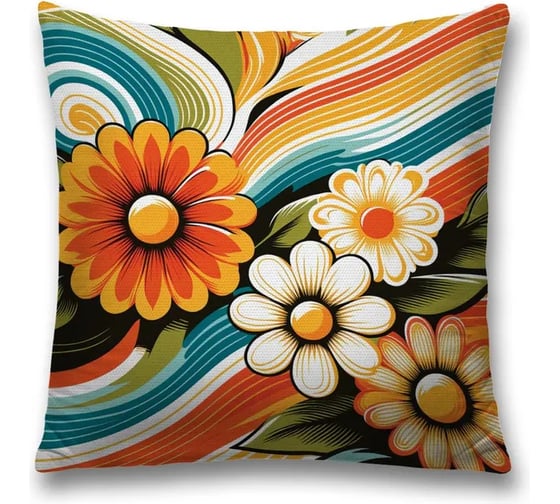 Изображение товара Декоративная наволочка на молнии JoyArty Раскраска цветов 45x45 см sl_sd3549