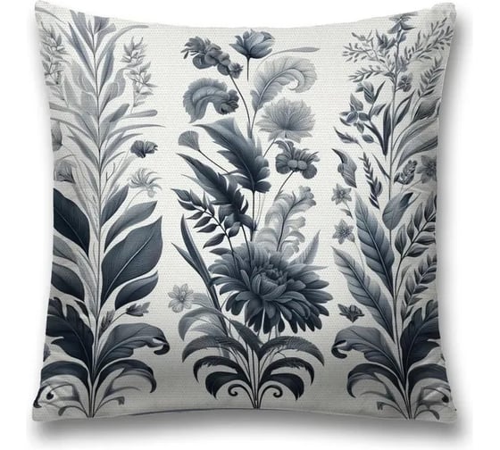 Изображение товара Декоративная наволочка на молнии JoyArty Серые цветы 45x45 см sl_sd3556