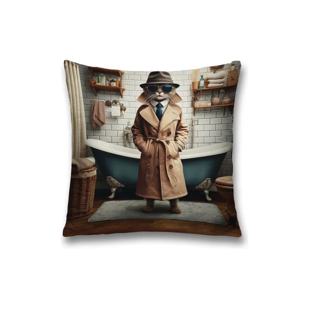 Изображение товара Декоративная наволочка на молнии JoyArty Кот шпион 45x45 см sl_sd3560