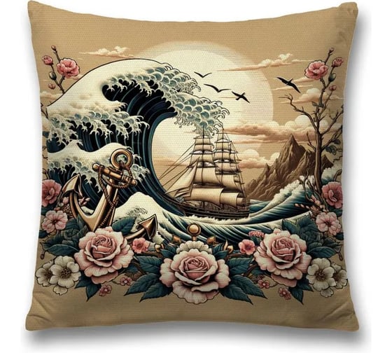 Изображение товара Декоративная наволочка на молнии JoyArty Розы на волне 45x45 см sl_sd3537