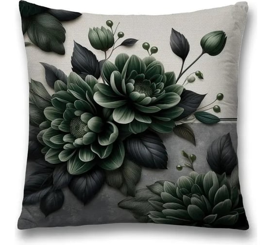 Изображение товара Декоративная наволочка на молнии JoyArty Зеленые цветы 45x45 см sl_sd3540