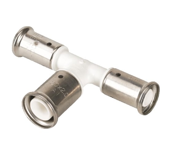 Изображение товара Переходный тройник увеличенный в центре HENCO ПВДФ пресс, белый, 16x20x16 12PKW-162016