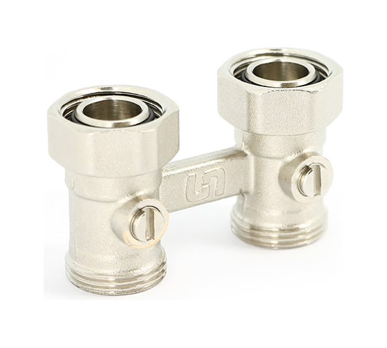 Изображение товара Прямой узел Uni-Fitt НВ 3/4"ЕК х 3/4"ЕК радиаторный, со встроенными кранами, 2-трубная система 192N3300