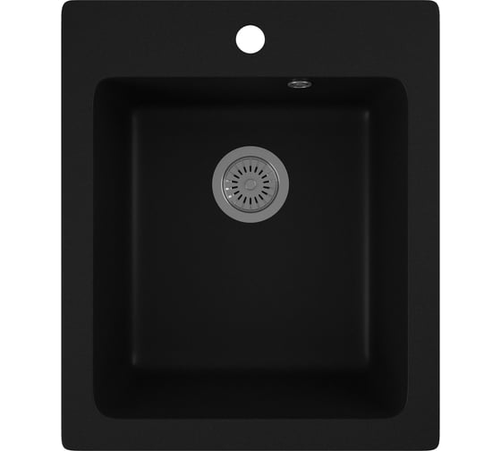 Изображение товара Мойка для кухни Bauedge BAU Stil Black coal 42x50, выпуск с сифоном в комплекте, черный уголь GR0117