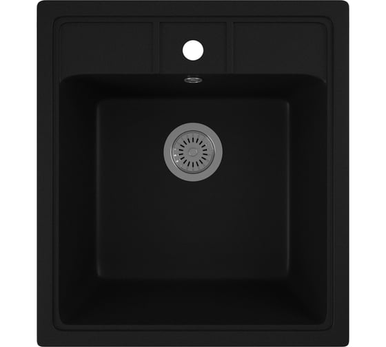 Изображение товара Мойка для кухни Bauedge BAU Stil Black coal 45x50, выпуск с сифоном в комплекте, черный уголь GR0123