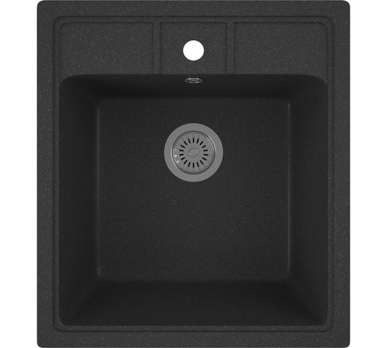 Изображение товара Мойка для кухни Bauedge BAU Stil Black stone 45x50, выпуск с сифоном в комплекте, черный камень GR0122