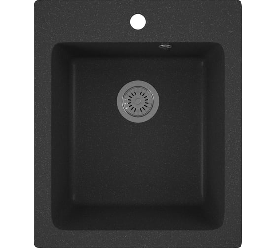 Изображение товара Мойка для кухни Bauedge BAU Stil Black stone 42x50, выпуск с сифоном в комплекте, черный камень GR0116