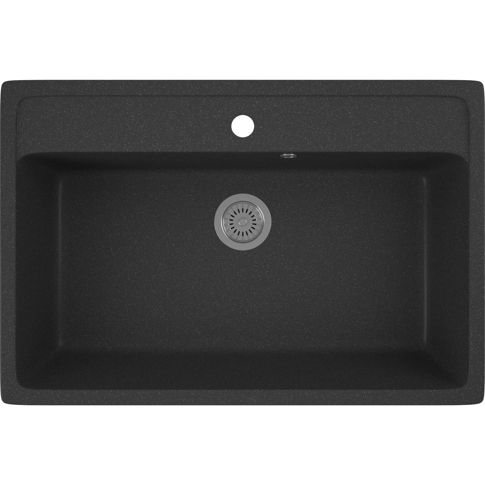 Изображение товара Мойка для кухни Bauedge BAU Stil Black stone 76x51, выпуск с сифоном в комплекте, черный камень GR0133