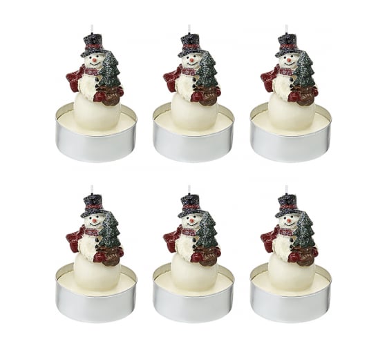 Изображение товара Набор декоративных свечей Tkano Festive snowman из коллекции New Year Essential, 6 шт. TK24-NY_CND0010