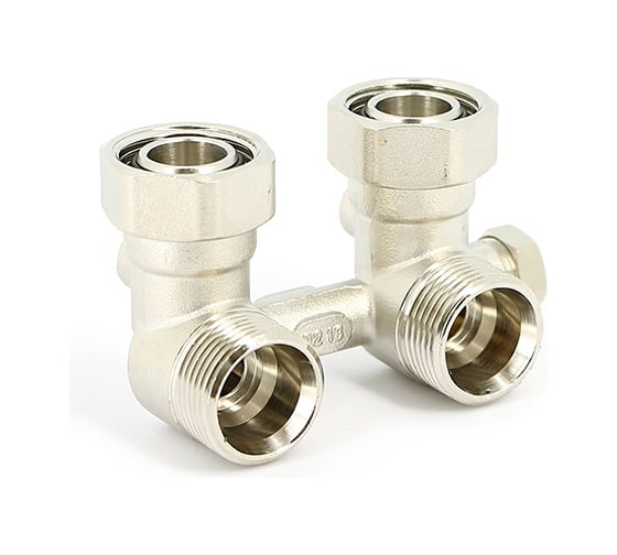 Изображение товара Угловой узел Uni-Fitt НВ 3/4"EK х 3/4"EK радиаторный, со встроенными кранами и байпасом 191N3300