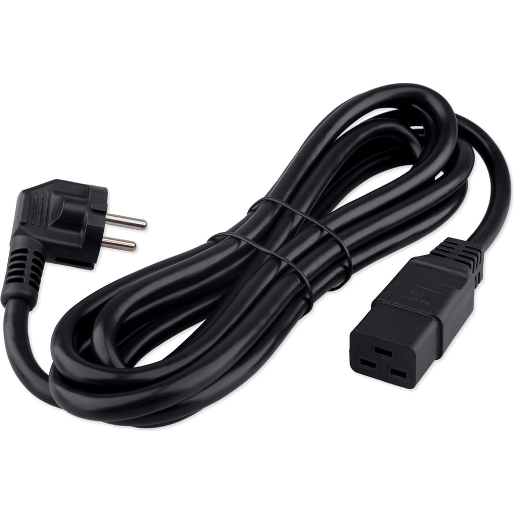 Изображение товара Кабель питания Cablexpert (RU) Schuko-C19, 3x2.5мм2, 16A, с заземлением, медь, 3м, черный, пак, PC-S22-C19-2.5-3M