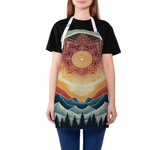 Изображение товара Фартук кухонный JoyArty Лотос над горами, универсальный размер, для женщин и мужчин, ap_sd3451