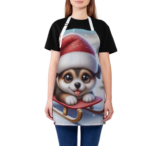 Изображение товара Фартук кухонный JoyArty Веселая прогулка, универсальный размер, для женщин и мужчин, серия Новый год и Рождество ap_sd3866