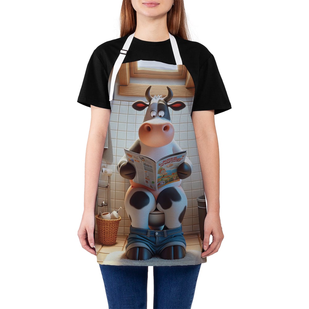 Изображение товара Фартук кухонный JoyArty Корова читает универсальный размер