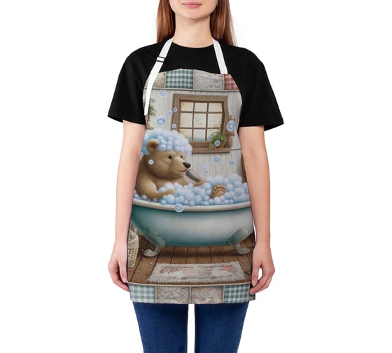 Изображение товара Фартук кухонный JoyArty Медведь в ванной, универсальный размер, для женщин и мужчин, ap_sd3550