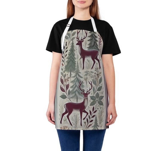 Изображение товара Фартук кухонный JoyArty Олени в лесу, универсальный размер, для женщин и мужчин, серия Новый год и Рождество ap_sd3860