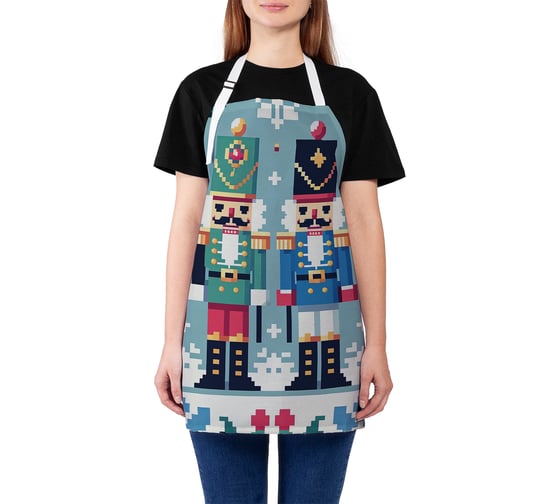 Изображение товара Фартук кухонный JoyArty Строй щелкунчиков, универсальный размер, для женщин и мужчин, серия Новый год и Рождество ap_sd3930