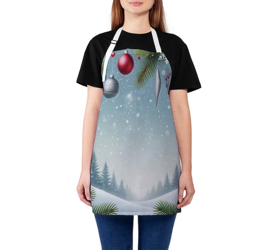 Изображение товара Фартук кухонный JoyArty Утро в лесу, универсальный размер, для женщин и мужчин, серия Новый год и Рождество ap_sd3954