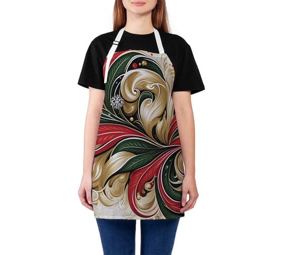 Изображение товара Фартук кухонный JoyArty Узоры краской, универсальный размер, для женщин и мужчин, серия Новый год и Рождество ap_sd3919