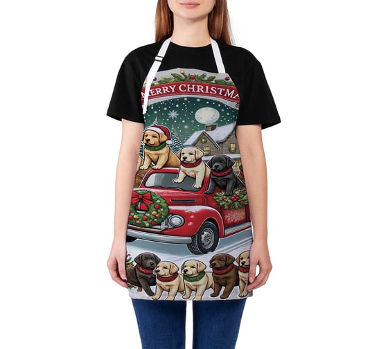 Изображение товара Фартук кухонный JoyArty Счастливого праздника, универсальный размер, для женщин и мужчин, серия Новый год и Рождество ap_sd3952