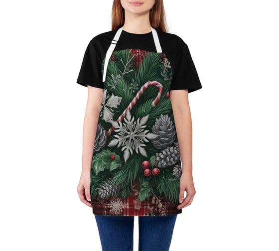 Изображение товара Фартук кухонный JoyArty Снежинки в иголках, универсальный размер, для женщин и мужчин, серия Новый год и Рождество ap_sd3904