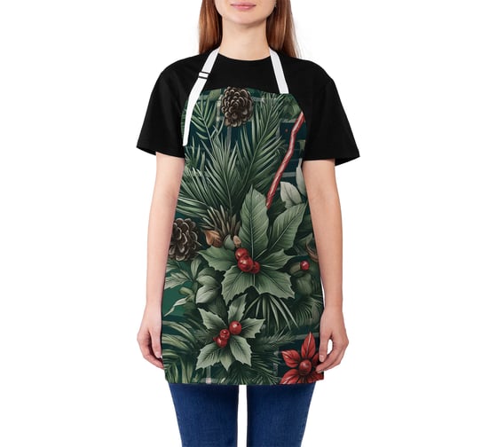 Изображение товара Фартук кухонный JoyArty Клетчатая композиция, универсальный размер, для женщин и мужчин, серия Новый год и Рождество ap_sd3912