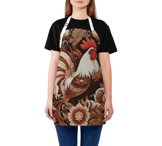 Изображение товара Фартук кухонный JoyArty Петух в цветах, универсальный размер, для женщин и мужчин, ap_sd3448