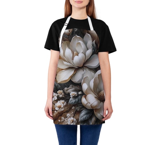Изображение товара Фартук кухонный JoyArty Магнолия и мрамор, универсальный размер, для женщин и мужчин, ap_sd3482