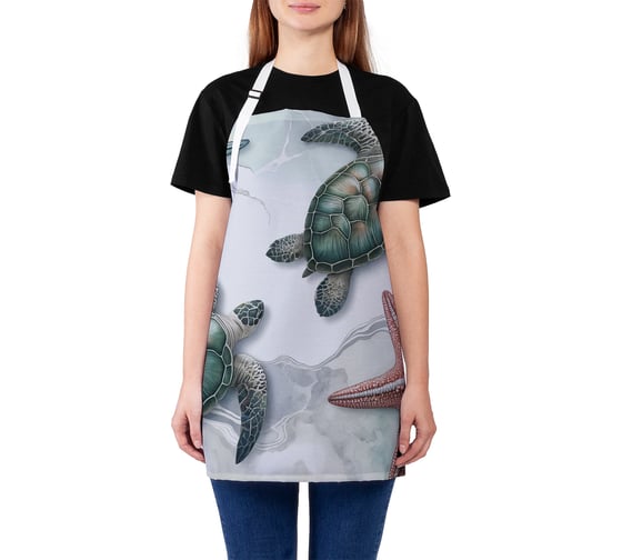 Изображение товара Фартук кухонный JoyArty Черепахи мраморные, универсальный размер, для женщин и мужчин, ap_sd3501