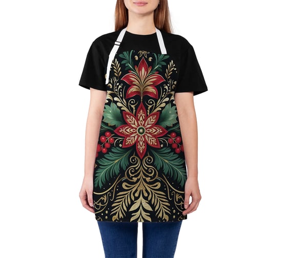 Изображение товара Фартук кухонный JoyArty Узорчатая композиция, универсальный размер, для женщин и мужчин, серия Новый год и Рождество ap_sd3925