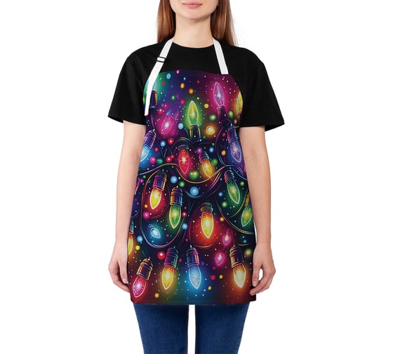 Изображение товара Фартук кухонный JoyArty Красочные огоньки, универсальный размер, для женщин и мужчин, серия Новый год и Рождество ap_sd3885