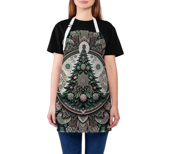 Изображение товара Фартук кухонный JoyArty Нарядная елочка, универсальный размер, для женщин и мужчин, серия Новый год и Рождество ap_sd3910