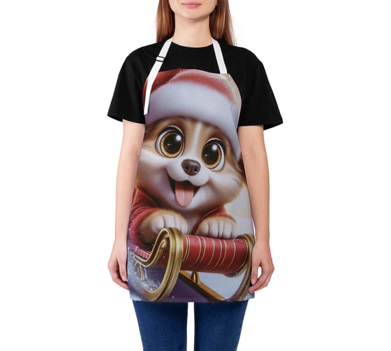 Изображение товара Фартук кухонный JoyArty Спуск с горы, универсальный размер, для женщин и мужчин, серия Новый год и Рождество ap_sd3865