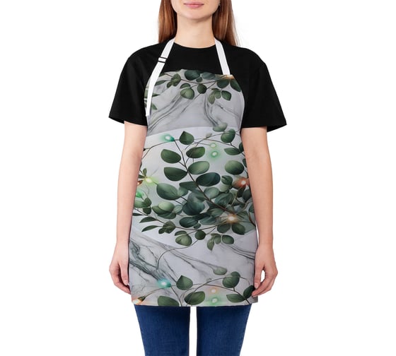 Изображение товара Фартук кухонный JoyArty Эвкалипт в огоньках, универсальный размер, для женщин и мужчин, серия Новый год и Рождество ap_sd3946