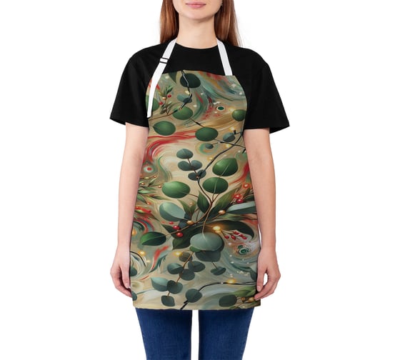 Изображение товара Фартук кухонный JoyArty Листья в огоньках, универсальный размер, для женщин и мужчин, серия Новый год и Рождество ap_sd3948
