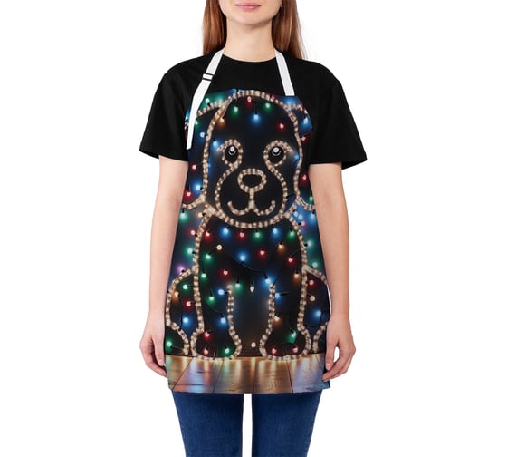 Изображение товара Фартук кухонный JoyArty Песик в огоньках, универсальный размер, для женщин и мужчин, серия Новый год и Рождество ap_sd3888