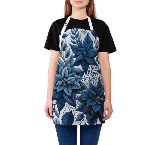 Изображение товара Фартук кухонный JoyArty Синяя листва, универсальный размер, для женщин и мужчин, серия Новый год и Рождество ap_sd3915