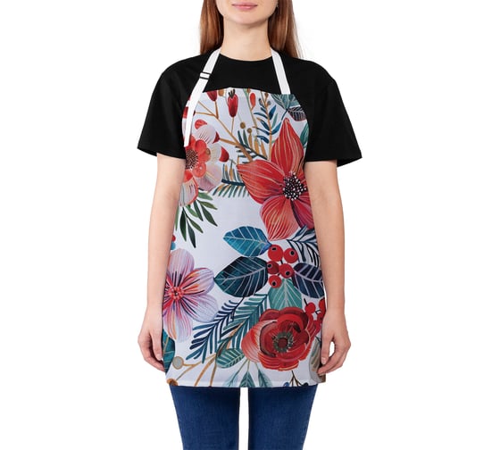 Изображение товара Фартук кухонный JoyArty Цветочный сбор, универсальный размер, для женщин и мужчин, серия Новый год и Рождество ap_sd3996