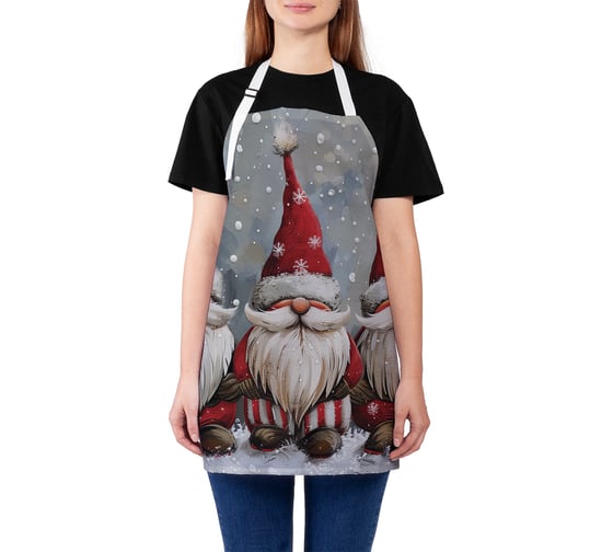 Изображение товара Фартук кухонный JoyArty Снежные гномы, универсальный размер, для женщин и мужчин, серия Новый год и Рождество ap_sd3992