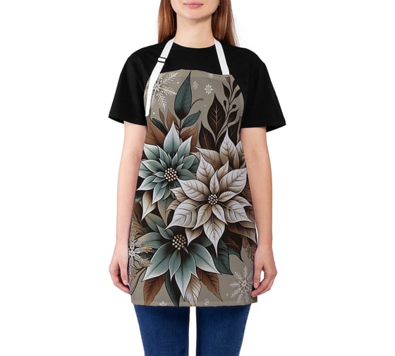 Изображение товара Фартук кухонный JoyArty Букет в снежинках, универсальный размер, для женщин и мужчин, серия Новый год и Рождество ap_sd3918