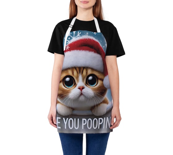 Изображение товара Фартук кухонный JoyArty Умиляющий взгляд, универсальный размер, для женщин и мужчин, серия Новый год и Рождество ap_sd3967