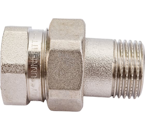 Изображение товара Разъемное соединение Uni-Fitt НВ 1/2", прямое, с плоской прокладкой, никелированная латунь 656N2000