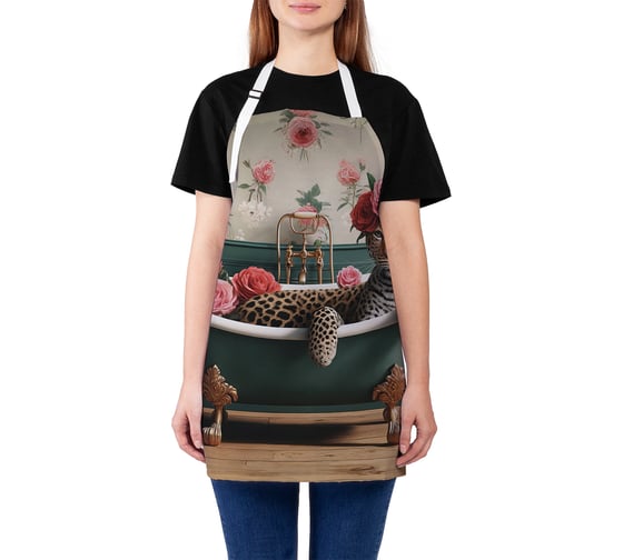 Изображение товара Фартук кухонный JoyArty Леопард в розах, универсальный размер, для женщин и мужчин, ap_sd3541