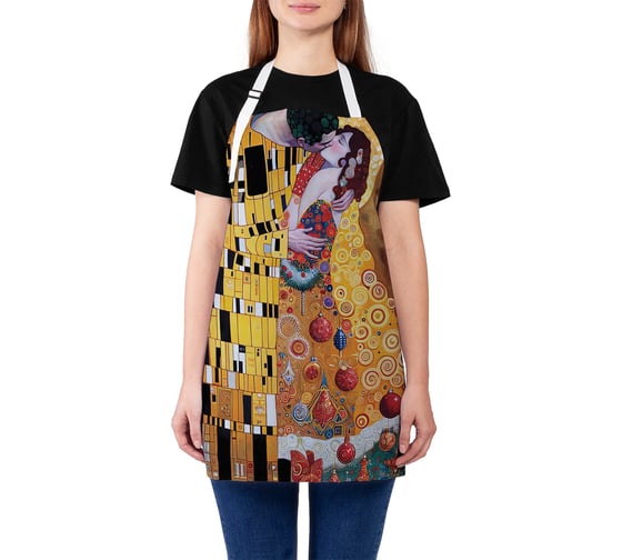 Изображение товара Фартук кухонный JoyArty Поцелуй на Новый год, универсальный размер, для женщин и мужчин, серия Новый год и Рождество ap_sd3896