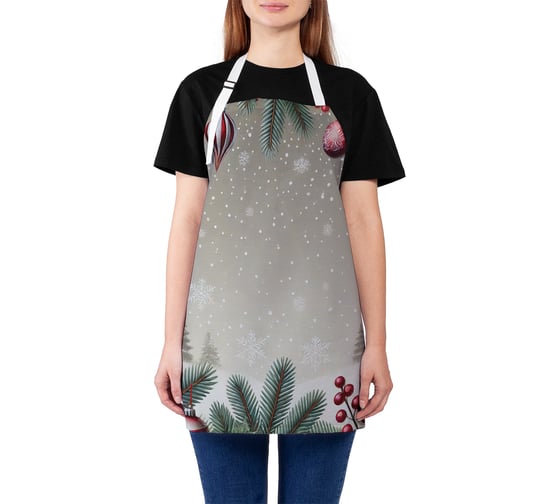 Изображение товара Фартук кухонный JoyArty Нарядный лес, универсальный размер, для женщин и мужчин, серия Новый год и Рождество ap_sd3956