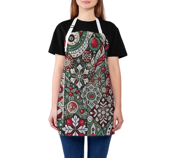 Изображение товара Фартук кухонный JoyArty Орнамент на плитке, универсальный размер, для женщин и мужчин, серия Новый год и Рождество ap_sd3972