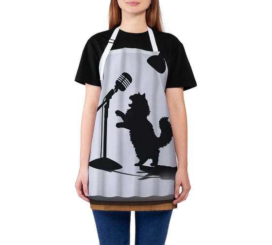 Изображение товара Фартук кухонный JoyArty Кот поет, универсальный размер, для женщин и мужчин, ap_sd3548