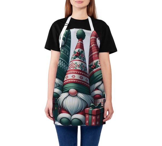 Изображение товара Фартук кухонный JoyArty Три гнома, универсальный размер, для женщин и мужчин, серия Новый год и Рождество ap_sd3870