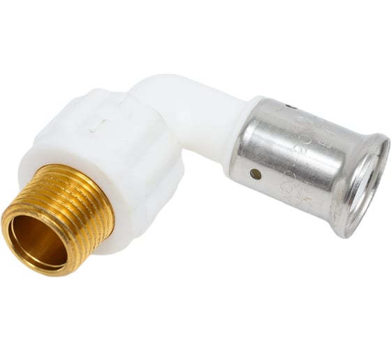 Изображение товара Угольник HENCO 90 градусов, НР, ПВДФ пресс, белый, 20x1/2" 5PKW-2004